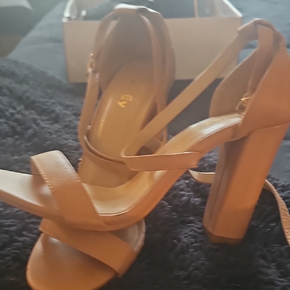 Elegant Tan Block Heel Sandals